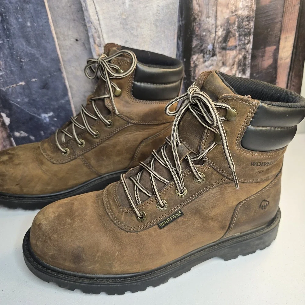 Steel Toe Wolverine Mens‎ Work Boots size 10.5 EW Waterproof Oil Slip Resistant